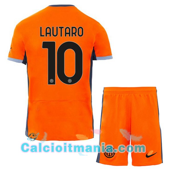 Maglia Calcio Inter Milan LAUTARO 10 Bambino Terza Arancione 2023 2024 24.00